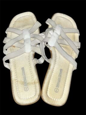 Vtg 90s/Y2K Morgan Woods White Strappy Wedge Sandals - Square Toe - Size 7M
